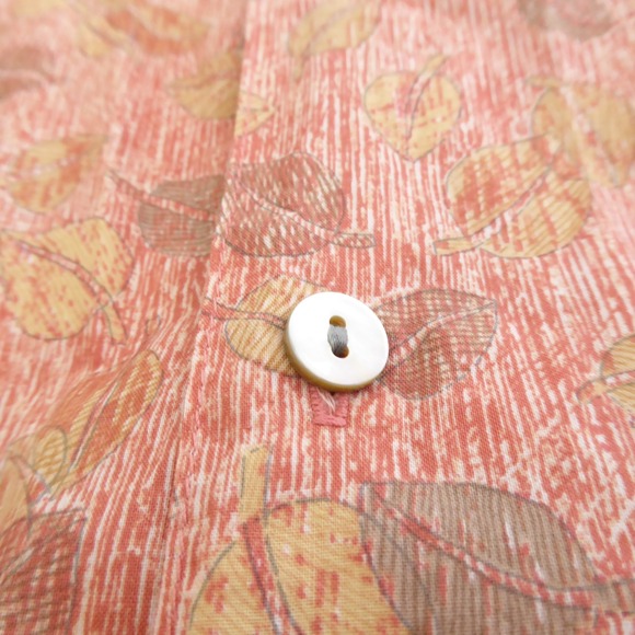 Tori Richard Mens Button Up Shirt Orange Leaf Print Cotton Lawn Camp Large - Picture 5 of 11